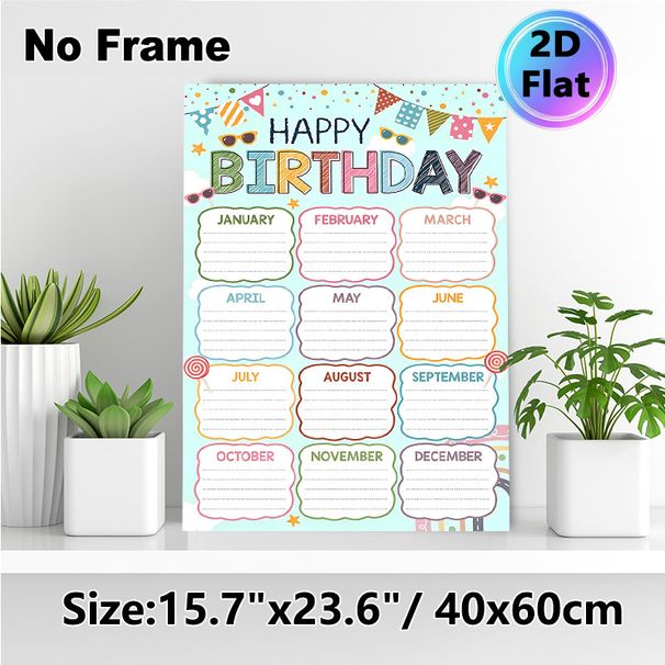 Birthday Tracker Painting Poster, Vibrant Cartoon-style Birthday Record Poster, Functional Design To Log Monthly Birthdays, Suitable For Office And_maomaolike.com