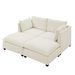 Comfy Cloud Couch Loveseat With 2 Ottoman, Modern Chenille Love Seat Upholstered Modular Couch Sleeper For Living Room, Apartment, Studio, Office(Beige White)_maomaolike.com