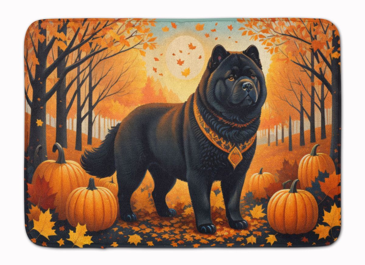 Black Chow Chow Fall Memory Foam Kitchen Mat Machine Washable Anti-Fatigue Mat Cushion Comfort Bath Mat Or Kitchen Rug_maomaolike.com