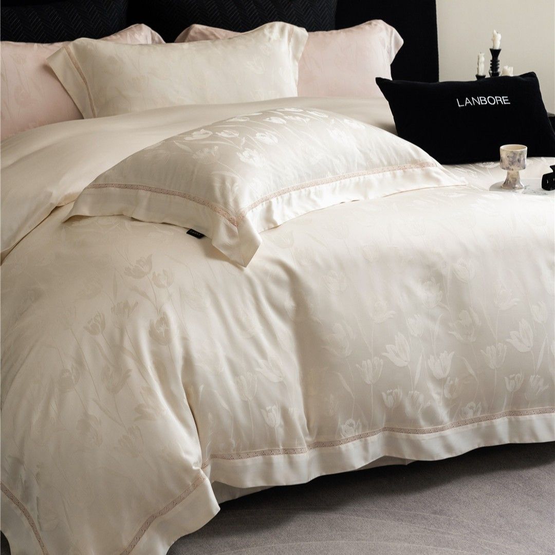 Modern Light Luxury Style Tulip Jacquard Silky Cool Skin-Friendly Bedding Lenzing Lyocell Fiber Four-Piece Set 2_maomaolike.com