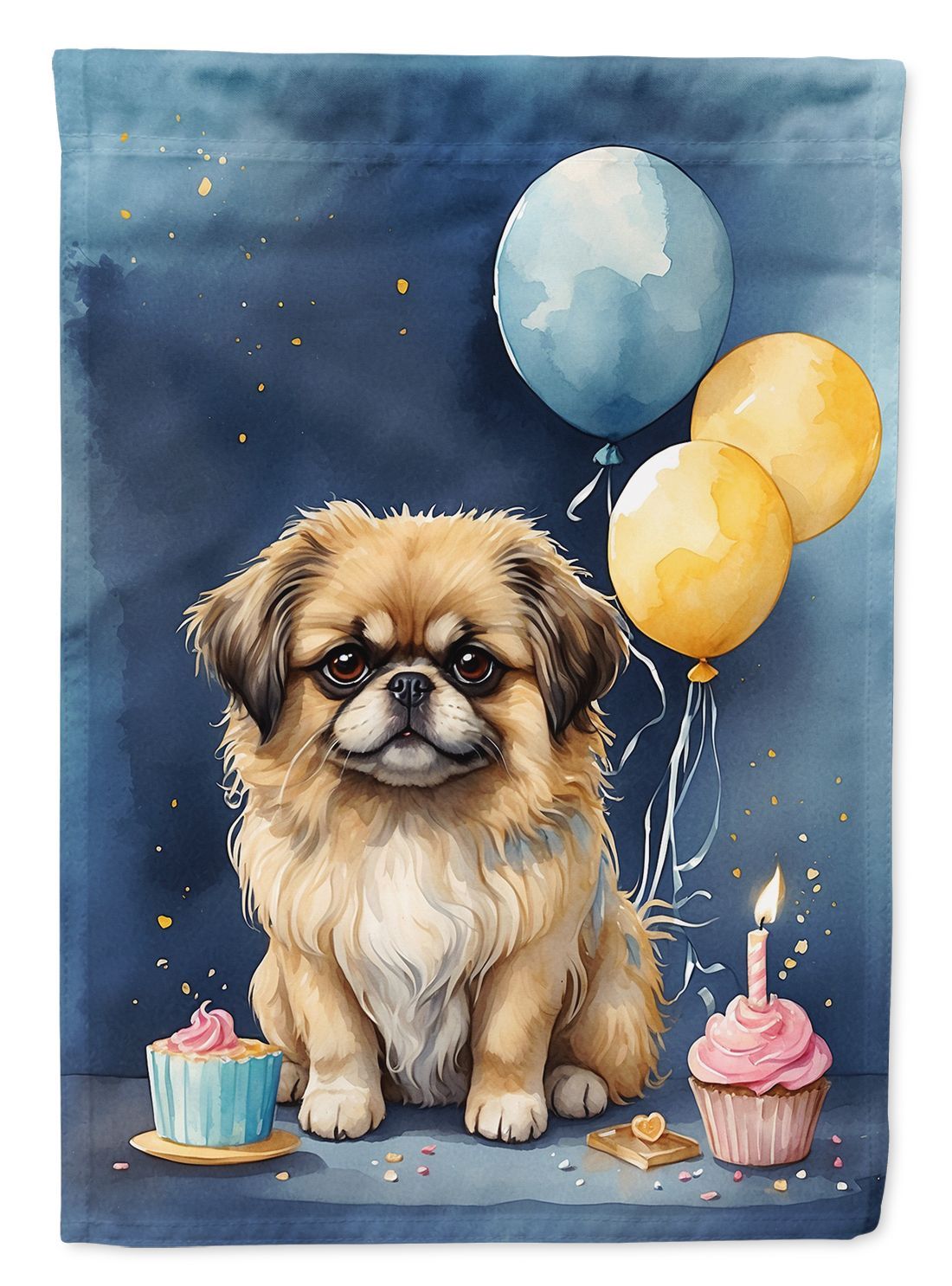Pekingese Happy Birthday House Flag Large Porch Sleeve Pole Decorative Outside Yard Banner Artwork Wall Hanging, Polyester, House Size, Multicolor_maomaolike.com