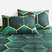 Green Honeycomb Geometric Cover Polyester Skin Friendly Bed Mattress Protector Fitted Sheet_maomaolike.com