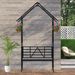 Metal Garden Arch With Bench Turned Into Flower Stand W58.07*H97.24 Climbing Plants Support Rose Arch Outdoor Black_maomaolike.com