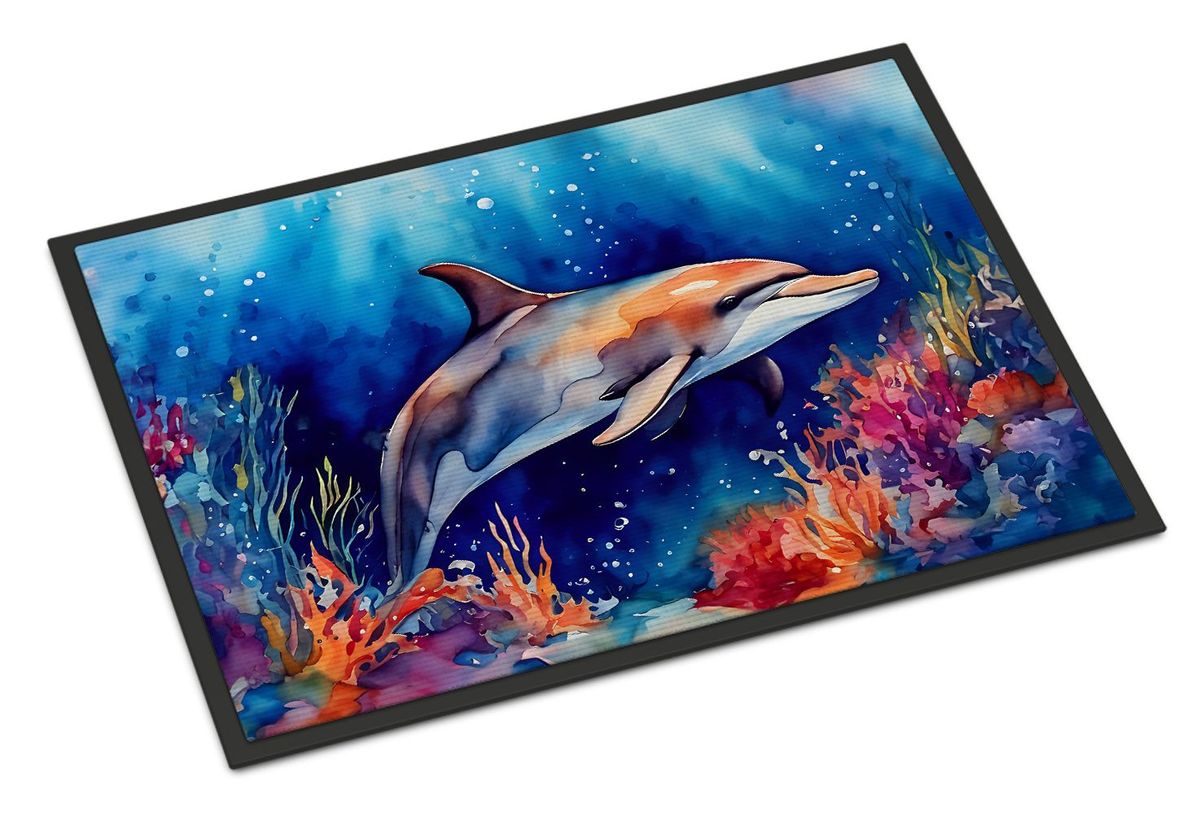 Dolphin Doormat Front Door Mat Indoor Outdoor Rugs For Entryway, Non Slip Washable Low Pile, 24H X 36W_maomaolike.com