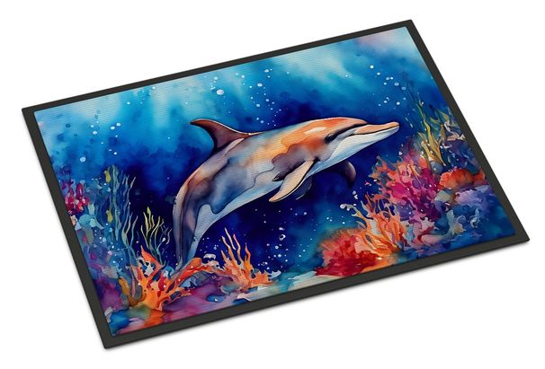 Dolphin Doormat Front Door Mat Indoor Outdoor Rugs For Entryway, Non Slip Washable Low Pile, 24H X 36W_maomaolike.com