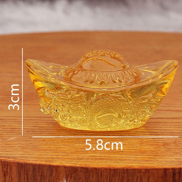 Glass Dragon Pattern Ingot Living Room Desktop Treasure Bowl Yellow Crystal Decorative Ornament Store Housewarming Opening Gift_maomaolike.com