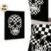 Checkered Skull Painting Poster, Sleek Black & White Checkered Pattern Skull Poster, Unique Artistic Decor Ideal For Living Room, Studio Or_maomaolike.com