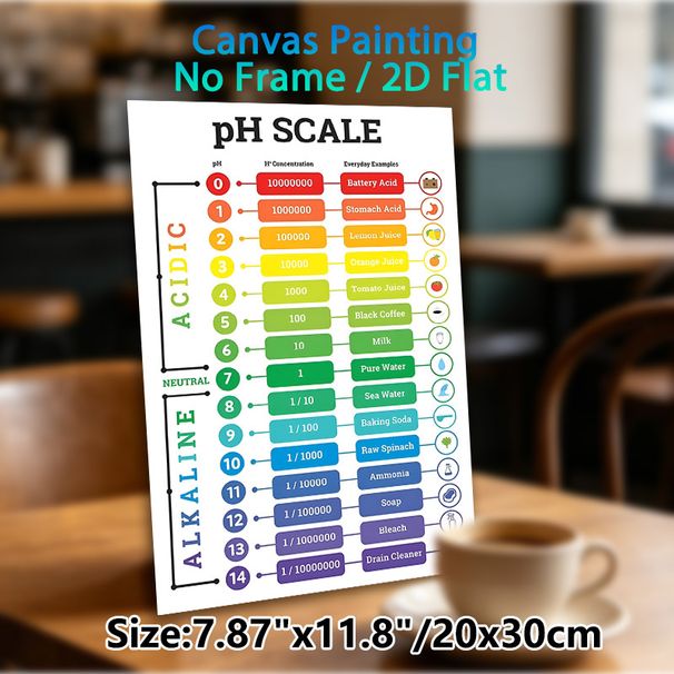 pH Scale Painting Poster, Vibrant Infographic Style Poster, Informative Guide Displaying Acidic & Alkaline Substances With PH Values, Suitable For_maomaolike.com