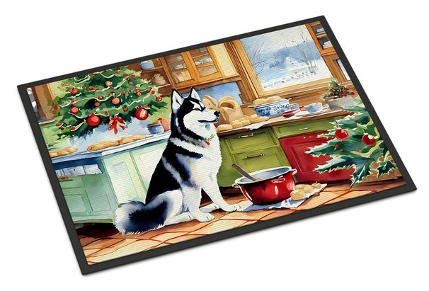 Siberian Husky Christmas Cookies Doormat Front Door Mat Indoor Outdoor Rugs For Entryway, Non Slip Washable Low Pile, 24H X 36W_maomaolike.com