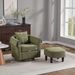 Swivel Accent Chair With Ottoman Set, Modern Chenille Barrel Armchair With Removable Back Pillow & 2 Armrest Covers For Living Room, Bedroom, Office, Green_maomaolike.com