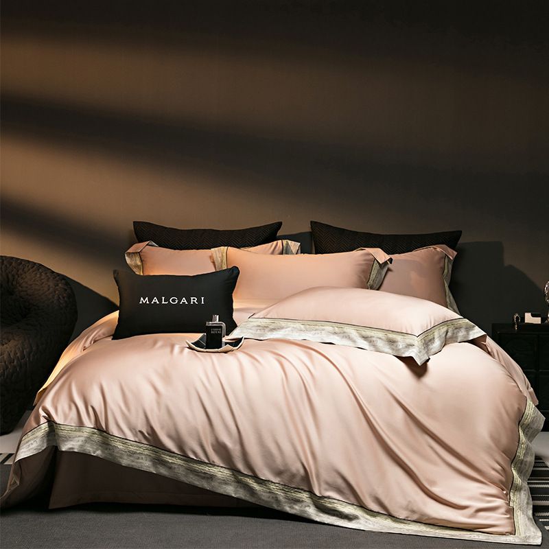 1 Light 140-Count Long-Staple Cotton Four-Piece Set High-End Luxury Solid Color Home High-Value Bedding_maomaolike.com