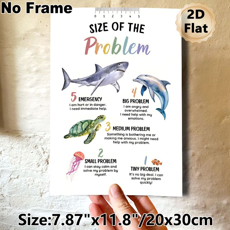 Size Of The Problem Emotional Regulation Painting Poster, Watercolor Ocean Animal Themed Poster, Assists With Problem Intensity Identification_maomaolike.com