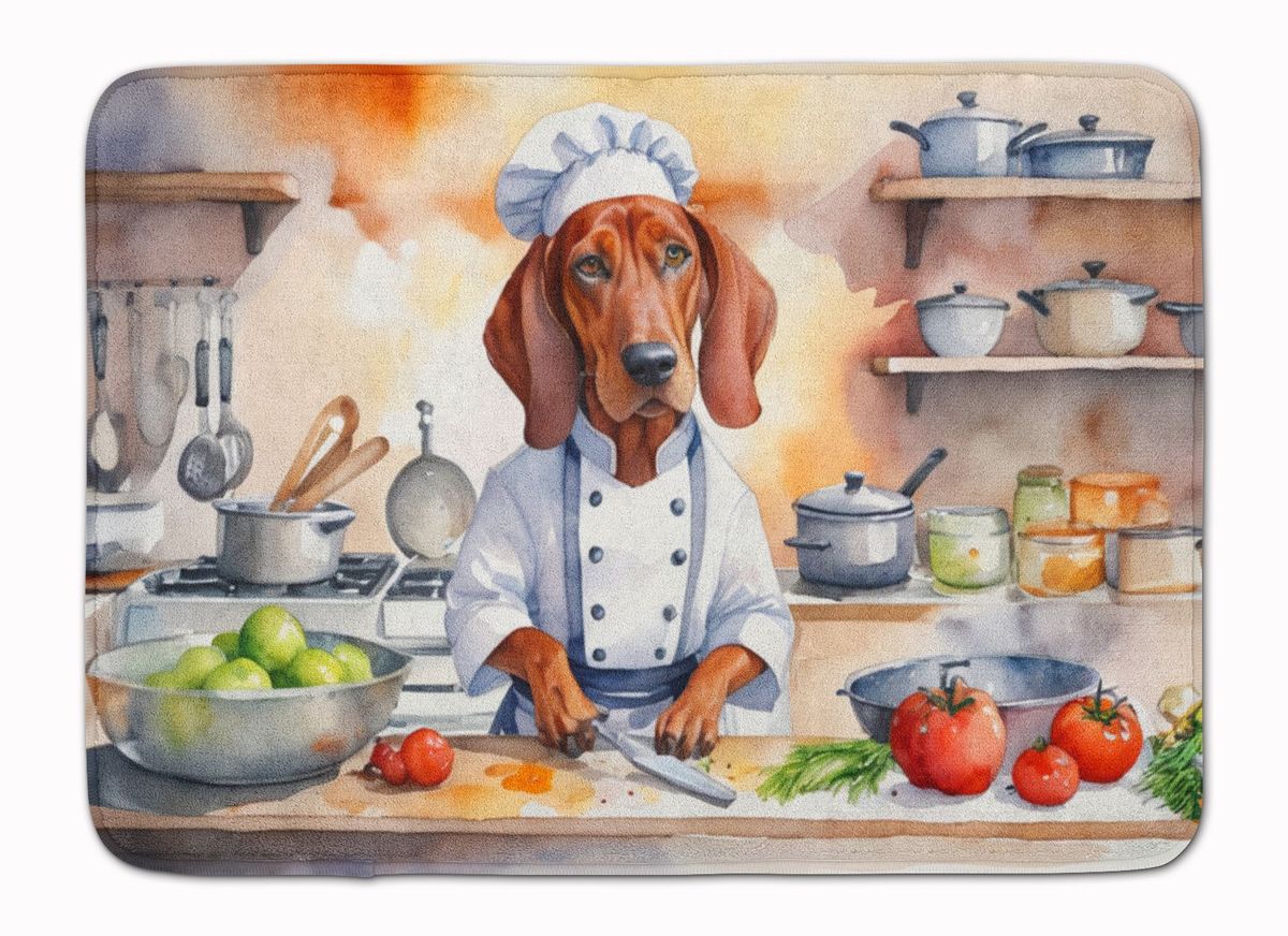 Redbone Coonhound The Chef Memory Foam Kitchen Mat Machine Washable Anti-Fatigue Mat Cushion Comfort Bath Mat Or Kitchen Rug_maomaolike.com