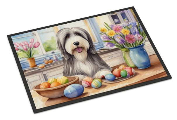 Decorating Easter Bearded Collie Doormat Front Door Mat Indoor Outdoor Rugs For Entryway, Non Slip Washable Low Pile, 24H X 36W_maomaolike.com
