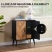Accent Cabinet With Adjustable Shelf, Kitchen Storage Cabinet With Herringbone Design, Black Sideboard For Living Room, Kitchen, Entryway_maomaolike.com