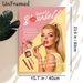 Self-Care Beauty Painting Poster, Vibrant Retro Glam Poster, Stylized Lady Applying Lipstick With Makeup Items & Uplifting Self-care Quote, Ideal For_maomaolike.com