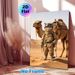 Desert Explorer Cat With Camel Painting Poster, Whimsical Realistic Desert Scene Poster, Unique Anthropomorphic Artwork Ideal For Home And Office_maomaolike.com
