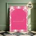 Mehndi Night Themed Painting Poster, Elegant Pink Damask Bordered Poster, Warm Welcome Decor Perfect For Traditional Mehndi Night Gatherings_maomaolike.com