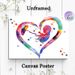 Fetus & Heart Themed Painting Poster, Vibrant Watercolor Style Poster, Colorful Heart-shaped Frame With Fetus Silhouette, Warm Heartfelt Decor Ideal_maomaolike.com