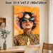 Floral Fashion Lady Painting Poster, Vibrant Artistic Portrait Poster, Eye-catching Chic Decor Featuring Lady With Floral Crown & Sunglasses, Ideal_maomaolike.com