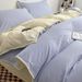 2026 New Ins Style Double Stripe Washed Bedding , Solid Color Brushed Cotton Bed Duvet Cover, Fitted Sheet, Student 3/4 Piece_maomaolike.com