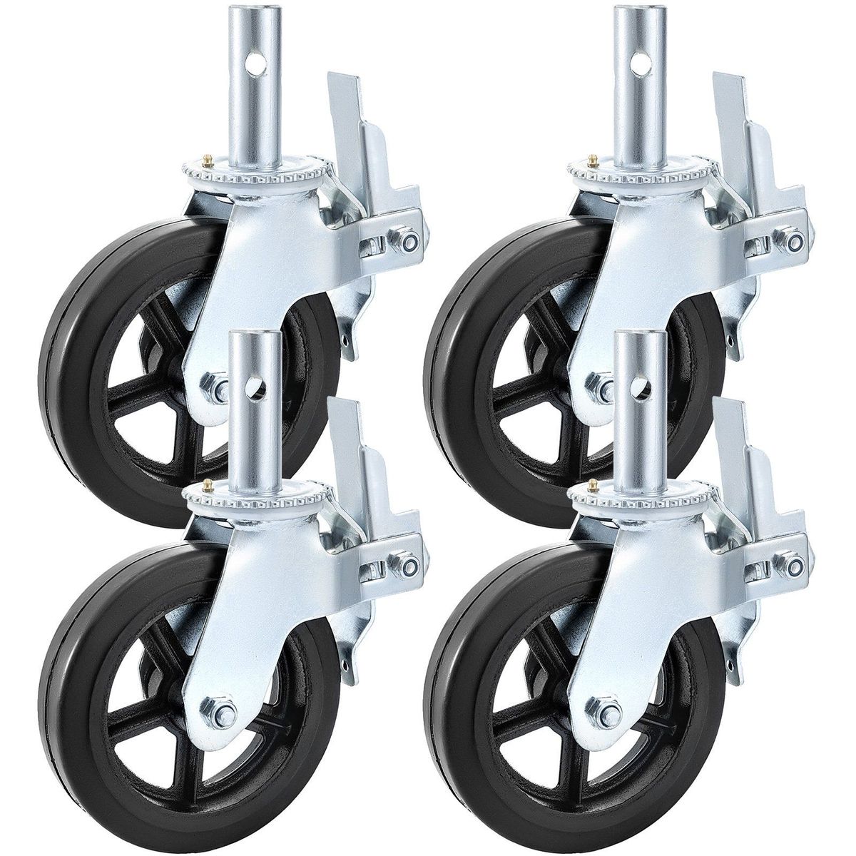 VEVOR 4 Pack Scaffolding Caster Wheels 8 X 2 Inch With Dual Locking Rubber Swivel Caster 360 Degrees Heavy Duty Casters 1100LBS Capacity Per Wheel_maomaolike.com