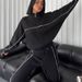 Women's Clothing leisure suit long sleeved half high collar cardigan sweater lace up striped trousers_maomaolike.com