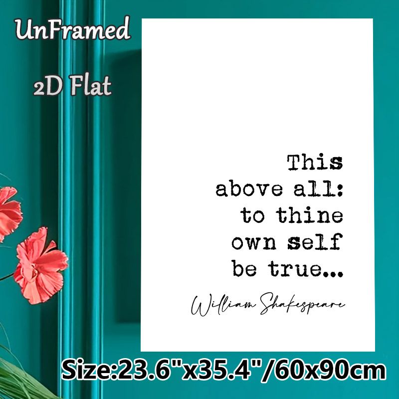 Shakespeare Inspirational Quote Painting Poster, Minimalist Black & White Typographic Poster, Thought-provoking Literary Decor Ideal For Home Office_maomaolike.com