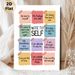 Note To Self Motivational Painting Poster, Soft-colored Sticky Note Style Text Art Poster, Features Warm Self-care Affirmations, Ideal For Bedroom_maomaolike.com