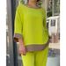 Women's Clothing loose large size casual round neck top shirt straight pants suit_maomaolike.com