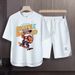 Men's Clothing 2024 Waffle Casual Summer Suit Men's Loose Teen Short sleeved T shirt Shorts Handsome Two piece Suit_maomaolike.com