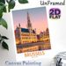 Brussels Cityscape Painting Poster, Warm-toned Retro Travel-style Poster, Beautiful Historic Square Sunset Scene With Water Reflection, Suitable For_maomaolike.com