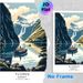 Norway Fjords Painting Poster, Vibrant Retro-style Scenic Fjord View Poster, Captivating Design With Cruise Ships, Waterfalls & Snow-capped Peaks_maomaolike.com