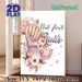 Nail & Floral Themed Painting Poster, Soft Watercolor Style Pastel Pink Manicured Hand With Blooming Flowers & "But First Nails" Text Poster, Charming_maomaolike.com