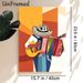 Musician Themed Painting Poster, Vibrant Geometric Style Poster, Colorful Artwork Of A Musician Playing Accordion And Guitar, Stylish Decor Ideal For_maomaolike.com