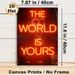 "The World Is Yours" Motivational Painting Poster, Warm Neon-style Typography With Dimmed Figure Poster, Inspiring Wall Decor For Home Office, Living_maomaolike.com