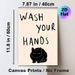 Black Cat & Wash Your Hands Themed Painting Poster, Minimalist Cute Black Cat & Text Art Poster, Gentle Hygiene Reminder Ideal For Bathroom, Restroom_maomaolike.com