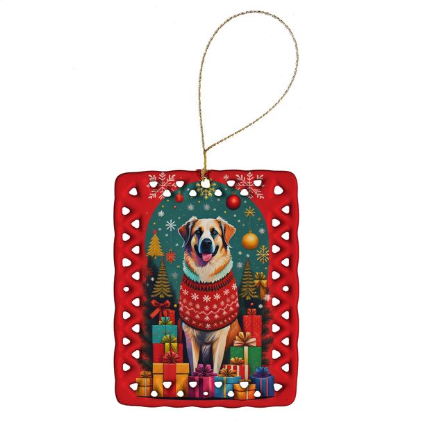 Anatolian Shepherd Dog Holiday Christmas Porcelain Ornament Christmas Tree Hanging Decorations For Home Christmas Holiday, Rectangle, Gift, Multicolor_maomaolike.com