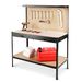 63" Tools Cabinet Working Tables Workbench Tool Storage Workshop Table With Drawers And Pegboard_maomaolike.com