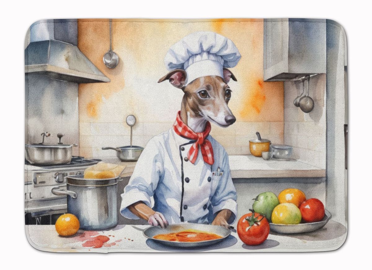 Italian Greyhound The Chef Memory Foam Kitchen Mat Machine Washable Anti-Fatigue Mat Cushion Comfort Bath Mat Or Kitchen Rug_maomaolike.com