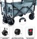 Collapsible Wagon Heavy Duty Folding Wagon Cart With Removable Canopy, 4" Wide Large All Terrain Wheels, Brake, Adjustable Handles,Cooler Bag Utility Carts For Outdoor Garden Beach_maomaolike.com