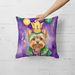 Yorkshire Terrier King Of Mardi Gras Throw Pillow Machine Washable, Indoor Outdoor Decorative Pillow For Couch, Bed Or Patio, 18Hx18W_maomaolike.com