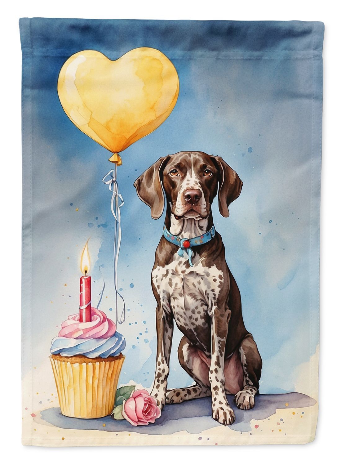 German Shorthaired Pointer Happy Birthday House Flag Large Porch Sleeve Pole Decorative Outside Yard Banner Artwork Wall Hanging, Polyester, House Size, Multicolor_maomaolike.com