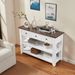 Retro Design Console Table With Two Open Shelves, Pine Solid Wood Frame And Legs For Living Room_maomaolike.com