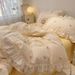 Wholesale INS Korean Style Princess Soft Naked Sleep Double Layer Gauze Full 4-Piece Lace Trim Pure Cotton Four-Piece Set_maomaolike.com