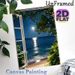Moonlit Seaside Window View Painting Poster, Serene Realistic Night Ocean Scene Poster, Calming Natural Scenery Ideal For Bedroom, Living Room Wall_maomaolike.com
