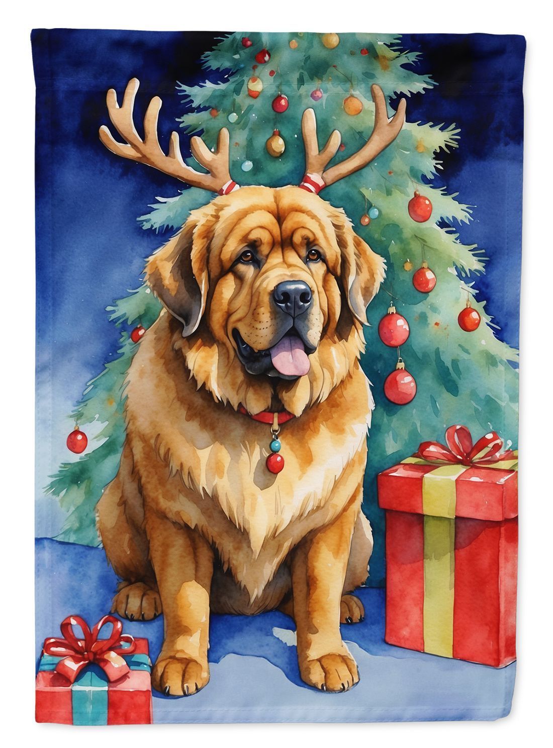 Tibetan Mastiff Christmas Reindeer Garden Flag Mailbox Flag Decorative Yard Flag Banner Outside Patio Artwork Yard Flower Beds, Garden Size, Multicolor_maomaolike.com