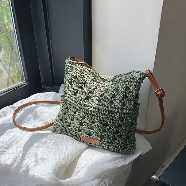 Women's Straw Shoulder Bag Crochet Woven Crossbody Bag Casual Beach Vacation Tote Bags_maomaolike.com