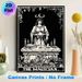 The Magician Tarot Painting Poster, Monochrome Gothic Style Poster, Mysterious Occult-inspired Design With Crystal Ball, Candles And Spellbook_maomaolike.com