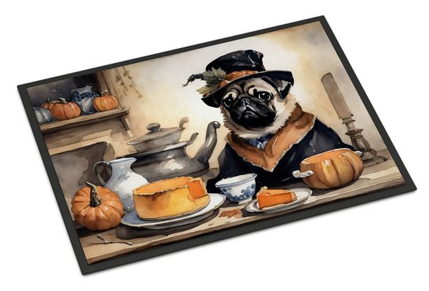Pug Fall Kitchen Pumpkins Doormat Front Door Mat Indoor Outdoor Rugs For Entryway, Non Slip Washable Low Pile, 24H X 36W_maomaolike.com